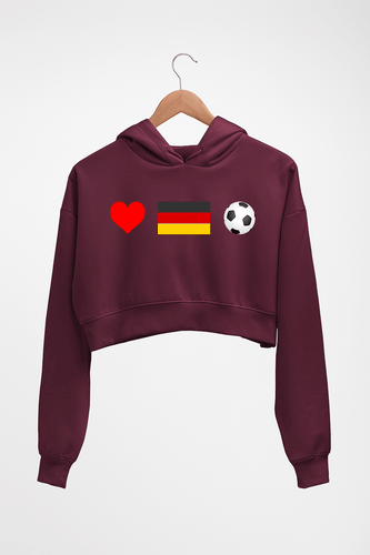 Germany Crop HOODIE FOR WOMEN-Maroon-Ektarfa.online