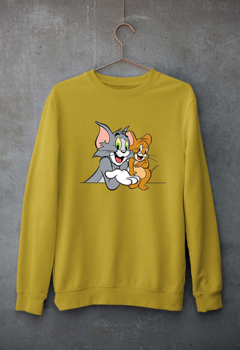 Tom and Jerry Unisex Sweatshirt for Men/Women-S(40 Inches)-Mustard Yellow-Ektarfa.online