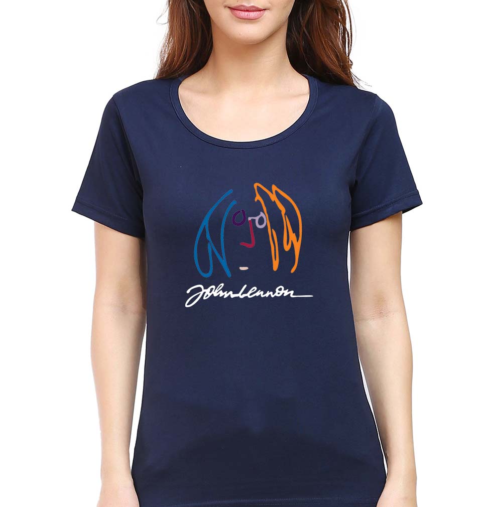 John Lennon T-Shirt for Women-Navy Blue-Ektarfa.online