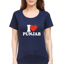 Load image into Gallery viewer, I Love Punjab T-Shirt for Women-Navy Blue-Ektarfa.online
