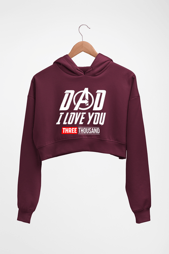 Dad I Love You 3000 Crop HOODIE FOR WOMEN-Maroon-Ektarfa.online
