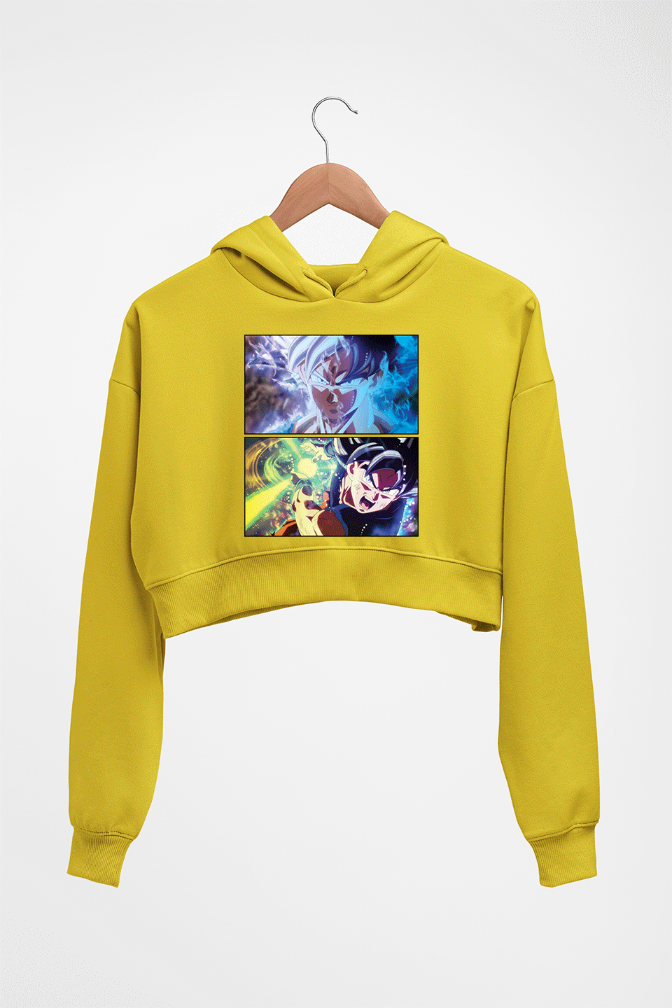 Goku Crop HOODIE FOR WOMEN-Mustard Yellow-Ektarfa.online