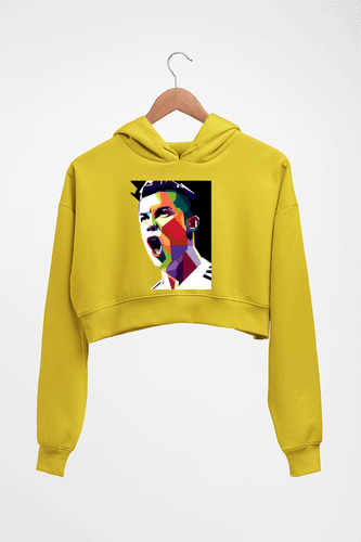 Cristiano Ronaldo CR7 Crop HOODIE FOR WOMEN-Mustard yellow-Ektarfa.online
