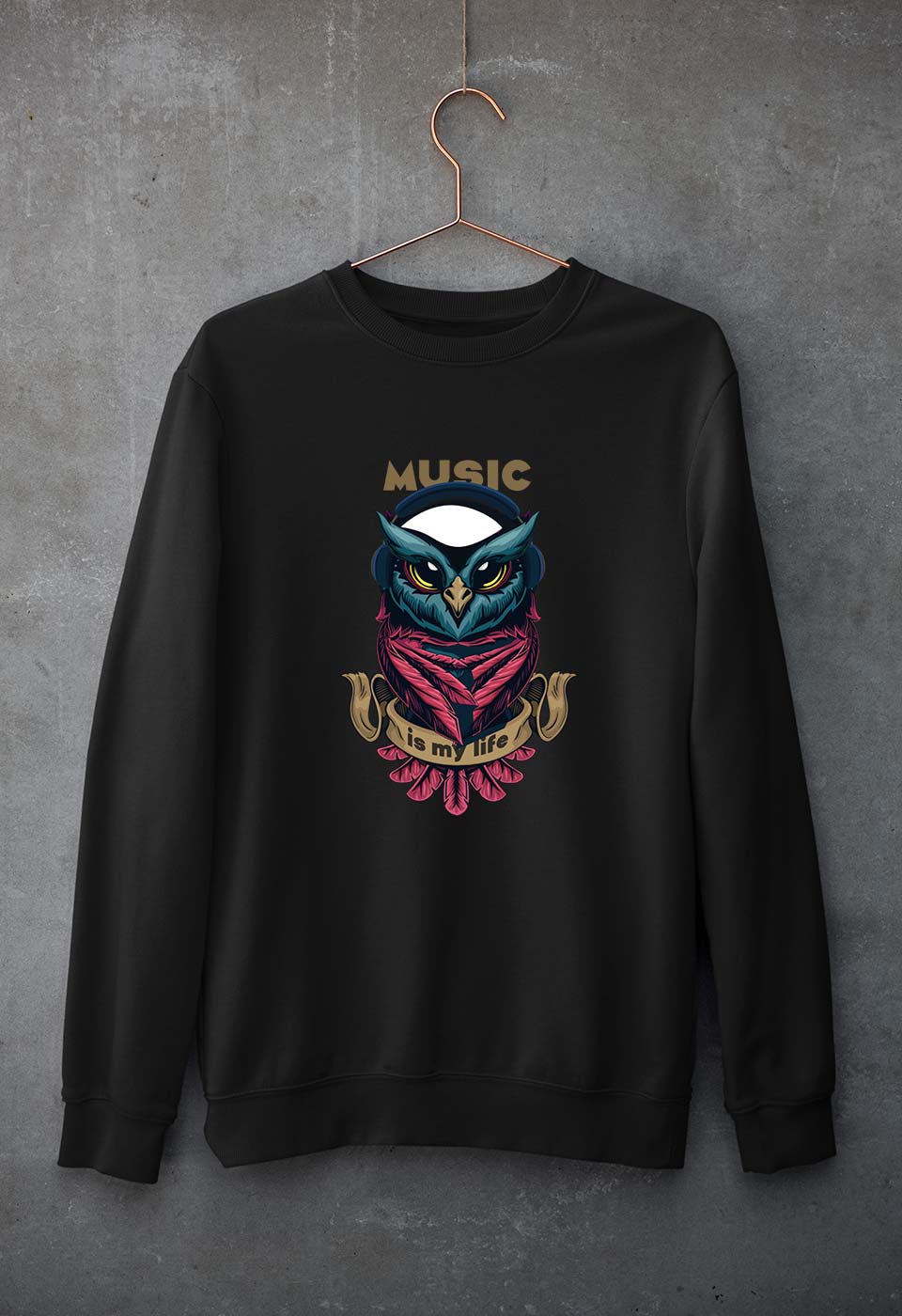 Owl Music Unisex Sweatshirt for Men/Women-S(40 Inches)-Black-Ektarfa.online