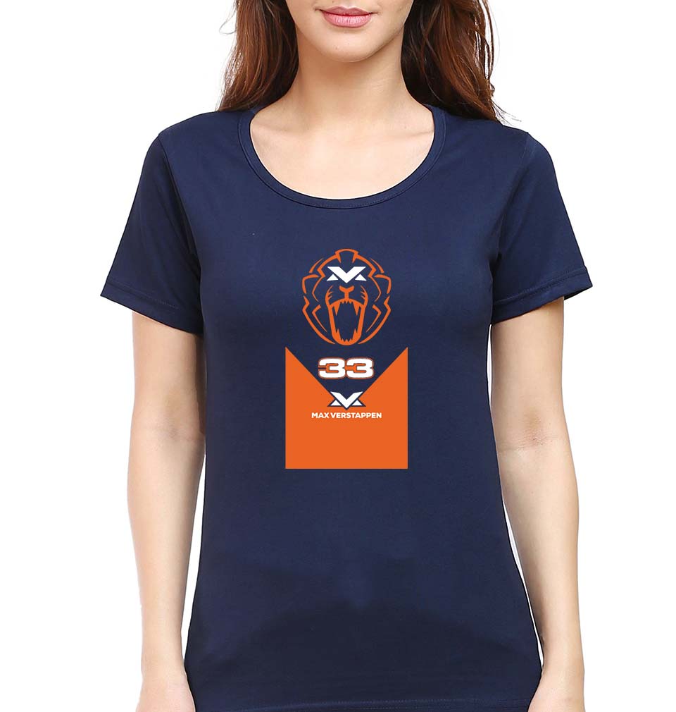 Max Verstappen T-Shirt for Women-XS(32 Inches)-Navy Blue-Ektarfa.online