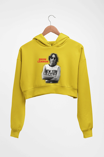 John Lennon Crop HOODIE FOR WOMEN-Mustard Yellow-Ektarfa.online