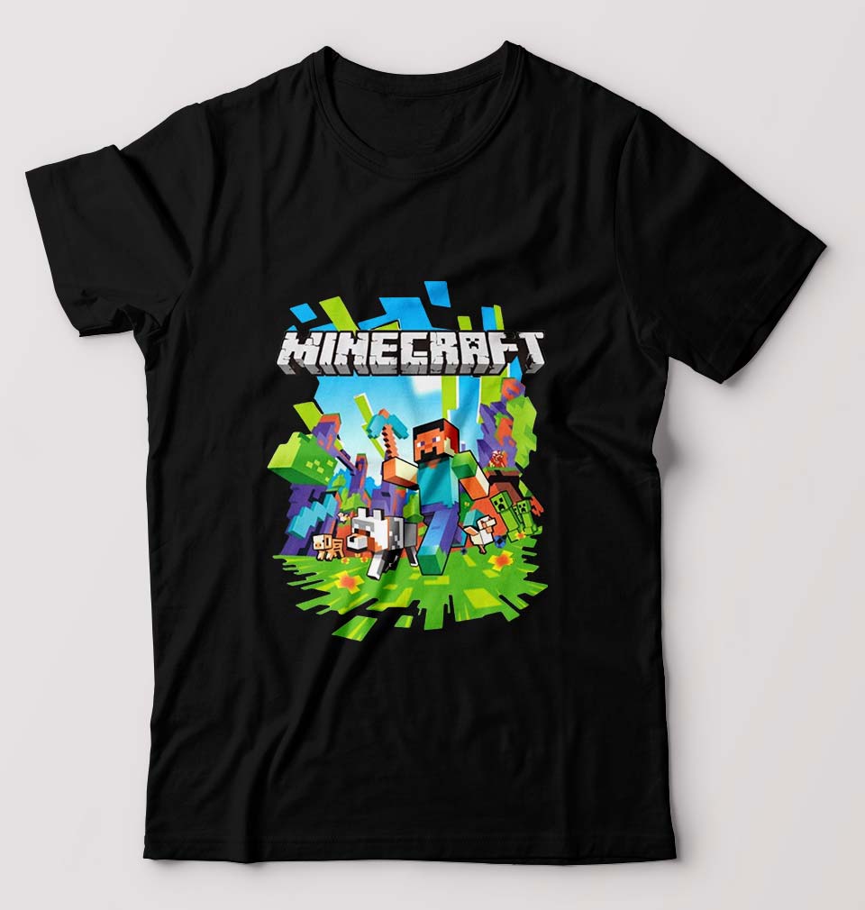 Minecraft T-Shirt for Men-S(38 Inches)-Black-Ektarfa.online