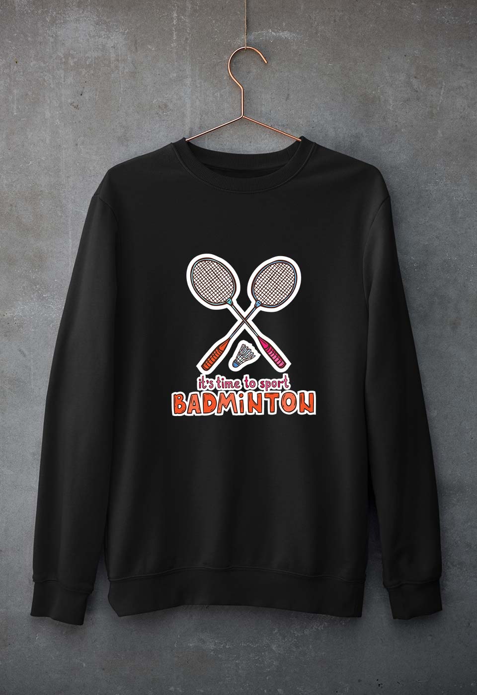 Badminton Unisex Sweatshirt for Men/Women-Black-Ektarfa.online