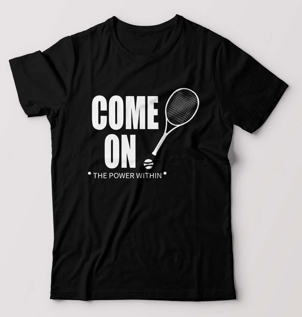 Tennis T-Shirt for Men-S(38 Inches)-Black-Ektarfa.online