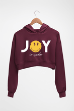 Load image into Gallery viewer, Joy Emoji Crop HOODIE FOR WOMEN-Maroon-Ektarfa.online
