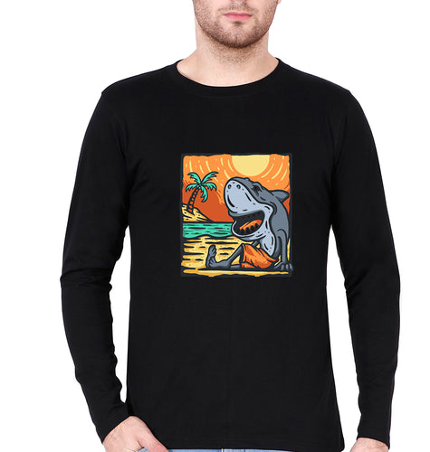 Shark Full Sleeves T-Shirt for Men-Black-Ektarfa.online