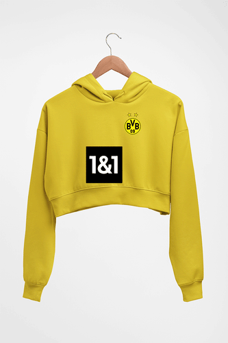 Borussia Dortmund 2021-22 Crop HOODIE FOR WOMEN-Mustard Yellow-Ektarfa.online