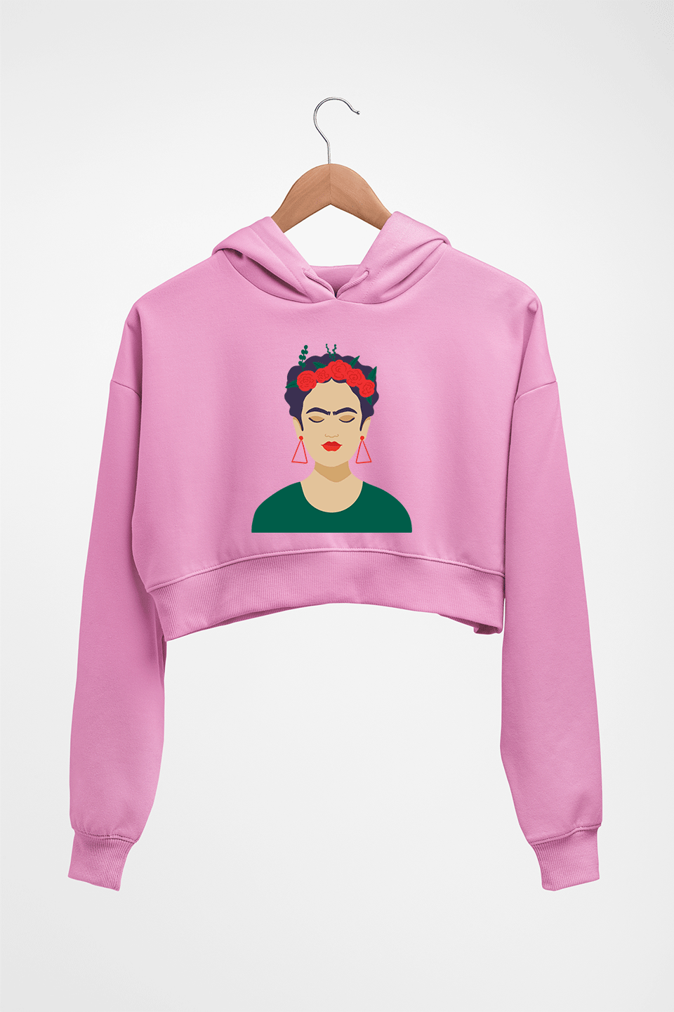 Frida Kahlo Crop HOODIE FOR WOMEN-Light Baby Pink-Ektarfa.online
