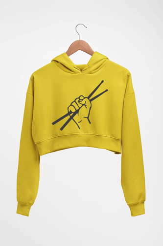 Drummer Crop HOODIE FOR WOMEN-Mustard yellow-Ektarfa.online