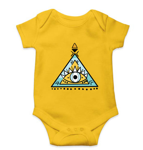 Psychedelic Triangle eye Kids Romper For Baby Boy/Girl-Yellow-Ektarfa.online