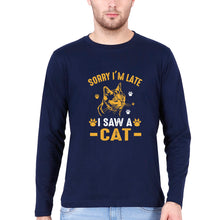 Load image into Gallery viewer, Cat Lover Full Sleeves T-Shirt for Men-Navy Blue-Ektarfa.online
