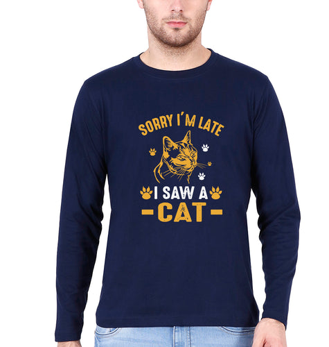 Cat Lover Full Sleeves T-Shirt for Men-Navy Blue-Ektarfa.online