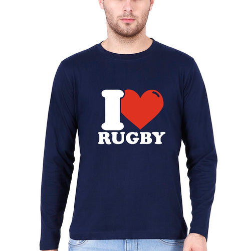 I Love Rugby T Full Sleeves T-Shirt for Men-Navy Blue-Ektarfa.online