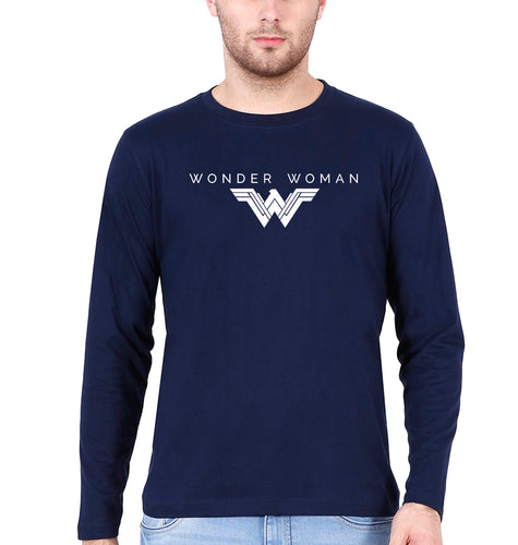 Wonder Woman Superhero Full Sleeves T-Shirt for Men-Navy Blue-Ektarfa.online