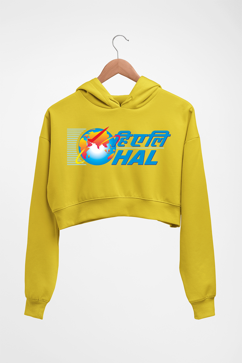 Hindustan Aeronautics Limited (HAL) Crop HOODIE FOR WOMEN-Mustard Yellow-Ektarfa.online
