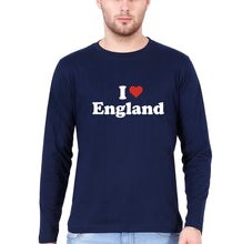 Load image into Gallery viewer, I Love England T Full Sleeves T-Shirt for Men-Navy Blue-Ektarfa.online
