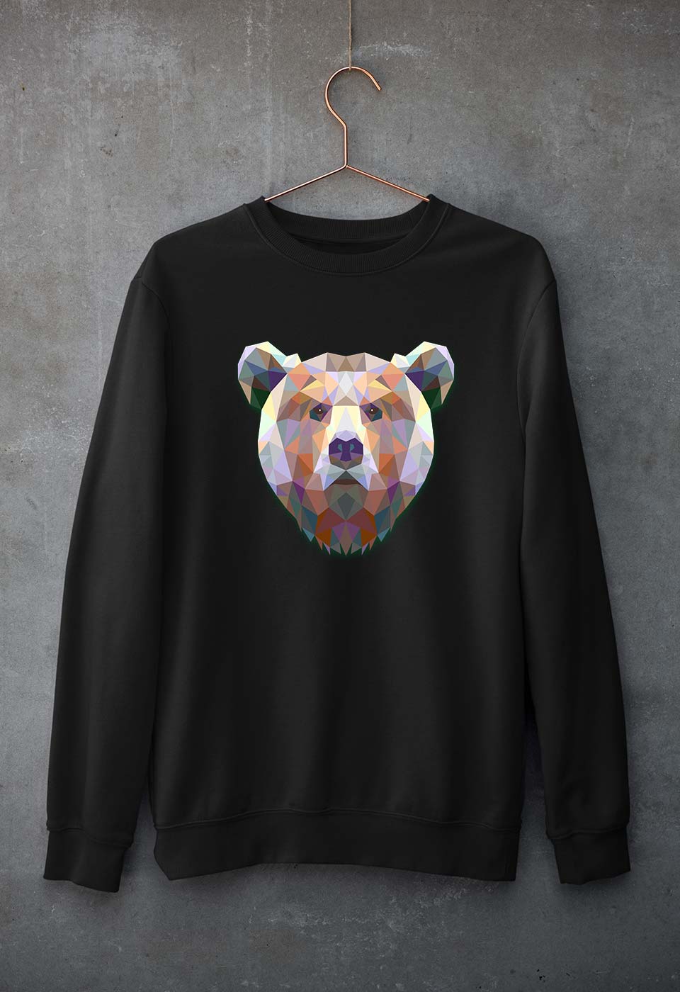 Bear Unisex Sweatshirt for Men/Women-S(40 Inches)-Black-Ektarfa.online
