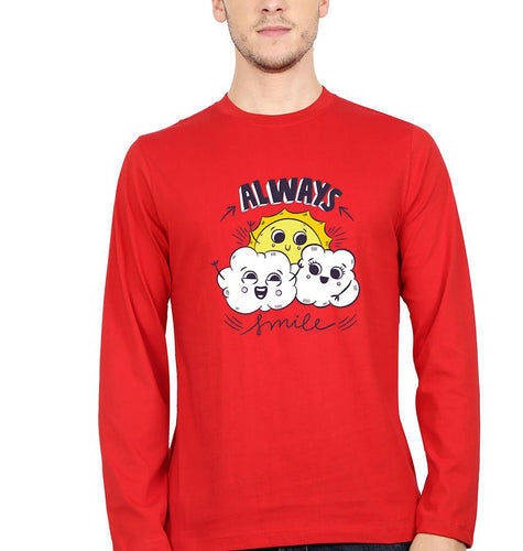 Always Smile Full Sleeves T-Shirt for Men-Red-Ektarfa.online