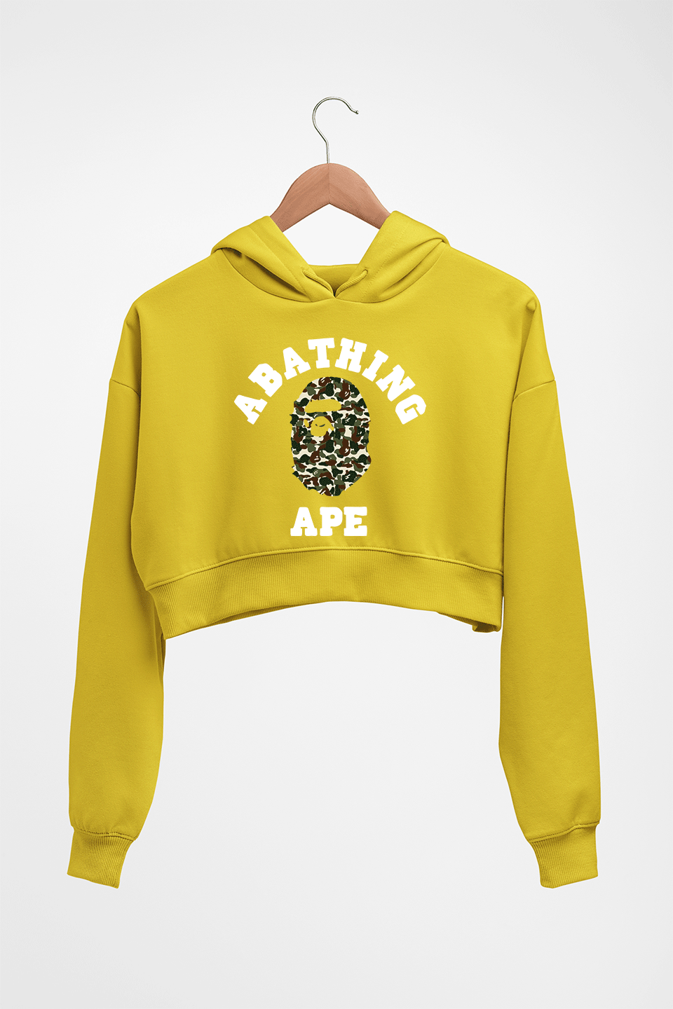 A Bathing Ape Crop HOODIE FOR WOMEN-Mustard Yellow-Ektarfa.online