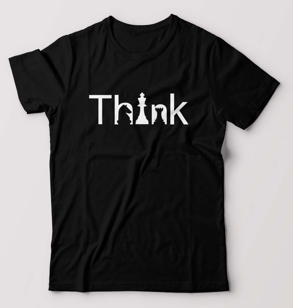 Chess Think T-Shirt for Men-S(38 Inches)-Black-Ektarfa.online