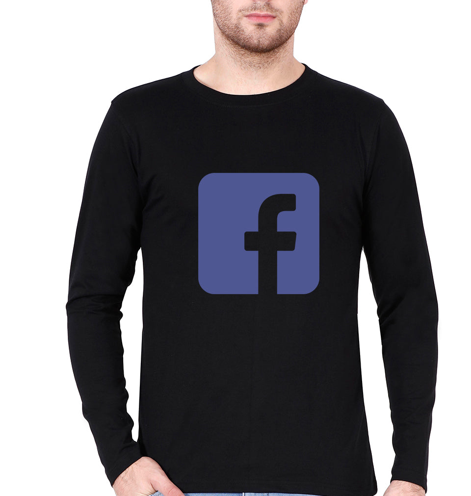 Facebook Full Sleeves T-Shirt for Men-Black-Ektarfa.online