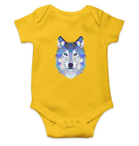 Wolf Kids Romper For Baby Boy/Girl-0-5 Months(18 Inches)-Yellow-Ektarfa.online