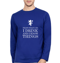 Load image into Gallery viewer, GOT Game of Thrones I Drink And Know Things Full Sleeves T-Shirt for Men-Royal Blue-Ektarfa.online
