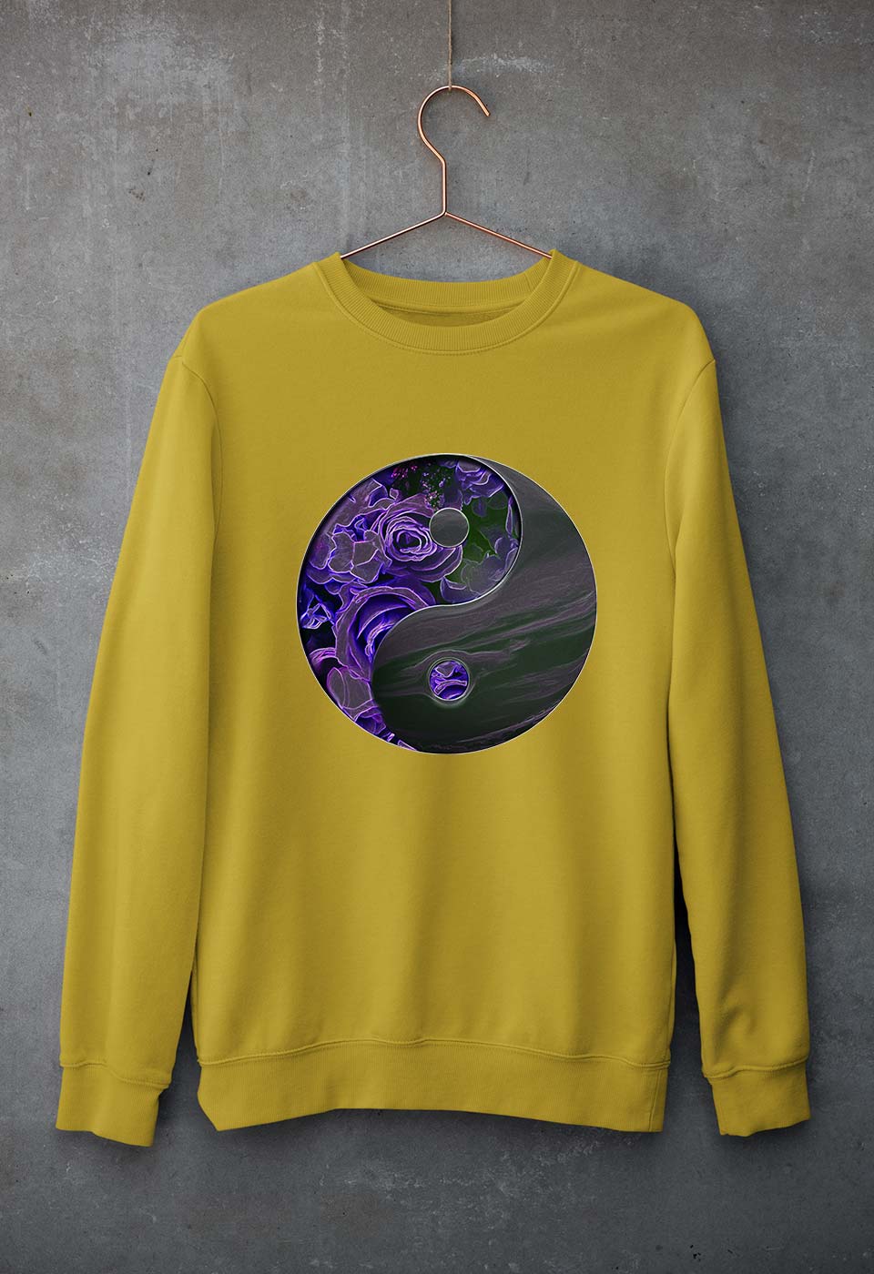 Yin Yang Unisex Sweatshirt for Men/Women-Mustard Yellow-Ektarfa.online