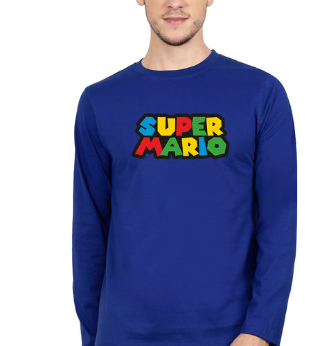 Super Mario Full Sleeves T-Shirt for Men-Royal Blue-Ektarfa.online