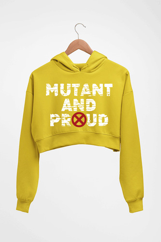 X-Men Mutant Crop HOODIE FOR WOMEN-Mustard Yellow-Ektarfa.online