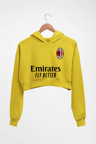 A.C. Milan 2021-22 Crop HOODIE FOR WOMEN-Mustard Yellow-Ektarfa.online