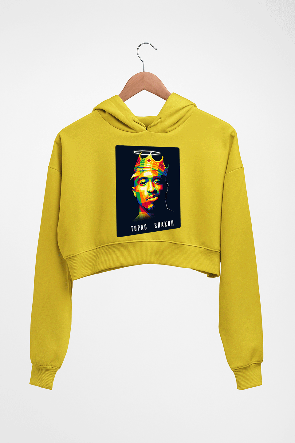 2Pac Tupac Crop HOODIE FOR WOMEN-Mustard Yellow-Ektarfa.online