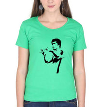 Load image into Gallery viewer, Bruce Lee T-Shirt for Women-XS(32 Inches)-Flag Green-Ektarfa.online
