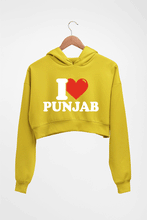 Load image into Gallery viewer, I Love Punjab Crop HOODIE FOR WOMEN-Mustard yellow-Ektarfa.online
