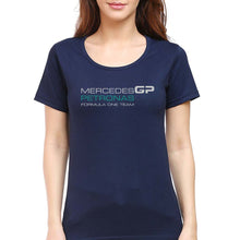 Load image into Gallery viewer, Mercedes GP Petronas F1 T-Shirt for Women-XS(32 Inches)-Navy Blue-Ektarfa.online
