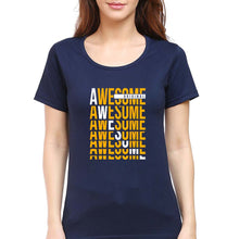 Load image into Gallery viewer, Awesome T-Shirt for Women-XS(32 Inches)-Navy Blue-Ektarfa.online
