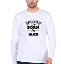 Load image into Gallery viewer, Legends are Born in March Full Sleeves T-Shirt for Men-White-Ektarfa.online
