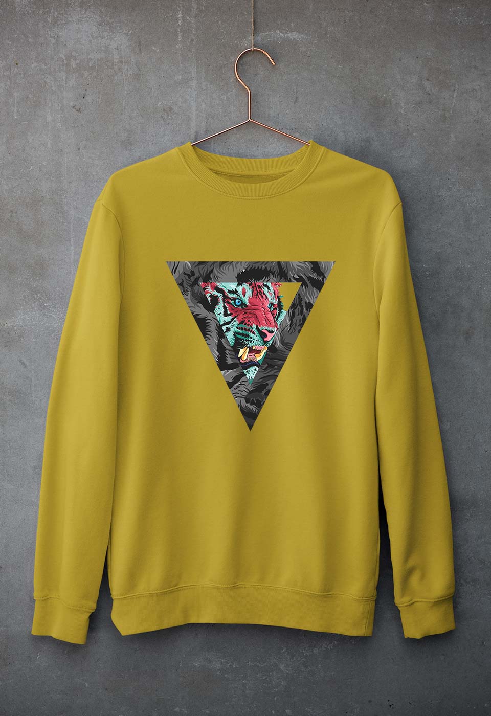 Tiger Unisex Sweatshirt for Men/Women-Mustard Yellow-Ektarfa.online