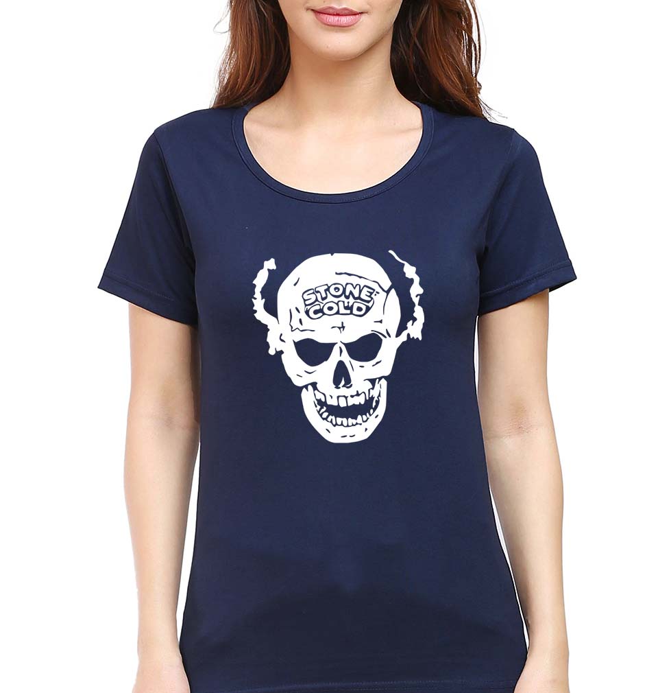 Stone Cold Steve Austin (WWE) T-Shirt for Women-Navy Blue-Ektarfa.online