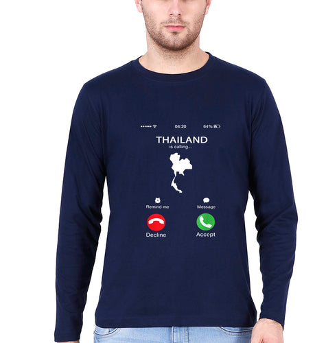 Thailand Calling T Full Sleeves T-Shirt for Men-Navy Blue-Ektarfa.online