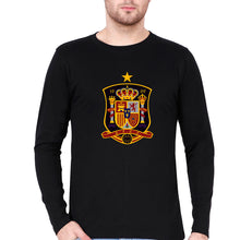 Load image into Gallery viewer, Spain Football Full Sleeves T-Shirt for Men-S(38 Inches)-Black-Ektarfa.online
