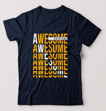Load image into Gallery viewer, Awesome T-Shirt for Men-S(38 Inches)-Navy Blue-Ektarfa.online
