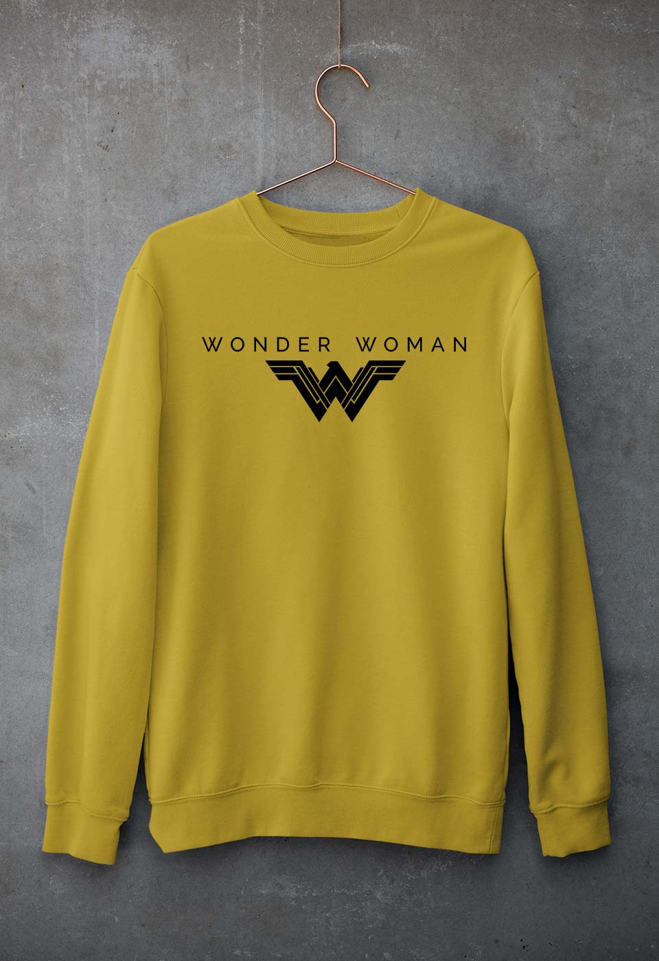 Wonder Woman Superhero Unisex Sweatshirt for Men/Women-S(40 Inches)-Mustard Yellow-Ektarfa.online