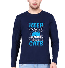 Load image into Gallery viewer, Cat Full Sleeves T-Shirt for Men-Navy Blue-Ektarfa.online
