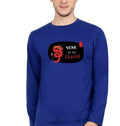 Dragon Full Sleeves T-Shirt for Men-Royal Blue-Ektarfa.online